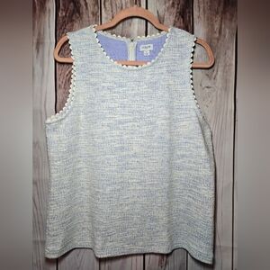 J.Crew Textured Cream And Periwinkle Sleeveless Tank Top Womens Large